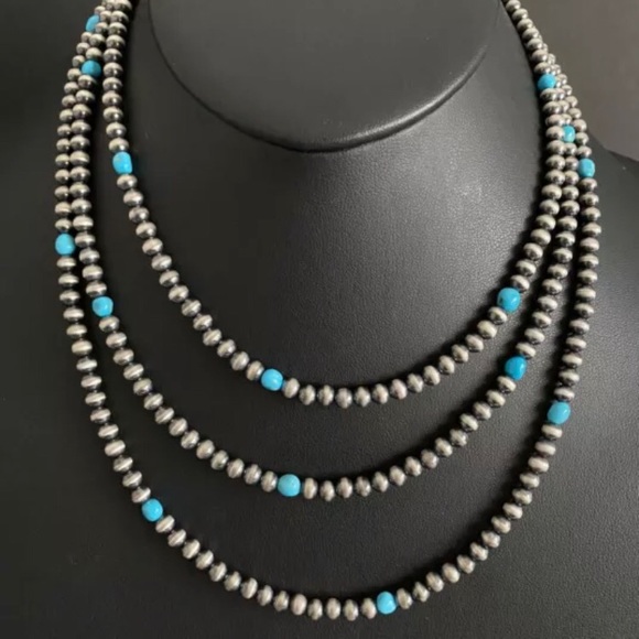 S.S.SleepingBeautyTurquoise5mmNavajoPearlsNecklace